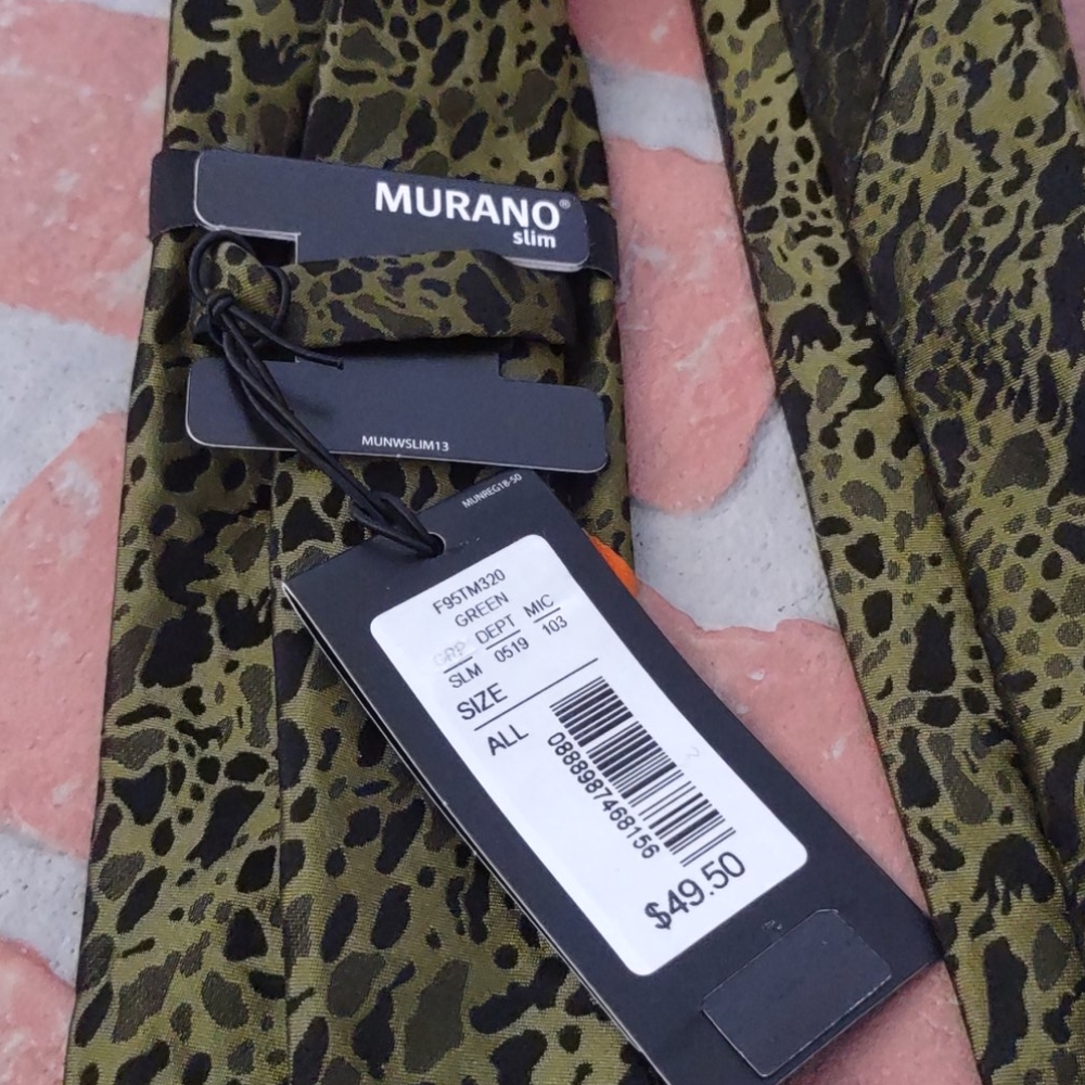 Murano Camouflage reflective NEON Bright orange MENS Silk tie slim CAMO NEW $49 - Picture 5 of 6